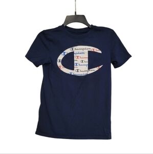 Champion boys Size L navy blue short sleeve tshirt with Champion logo Sz L